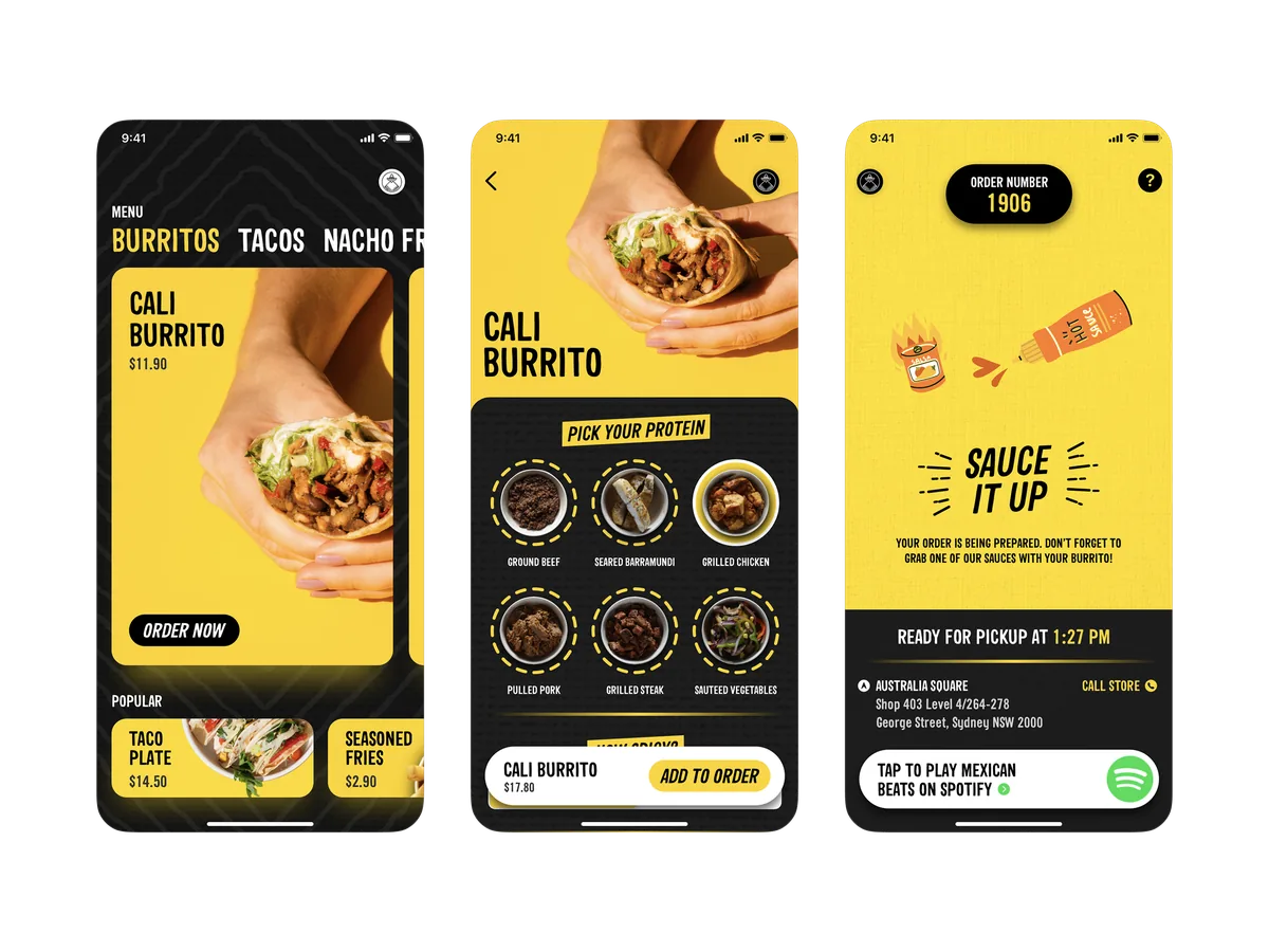 Guzman y Gomez app ordering concept