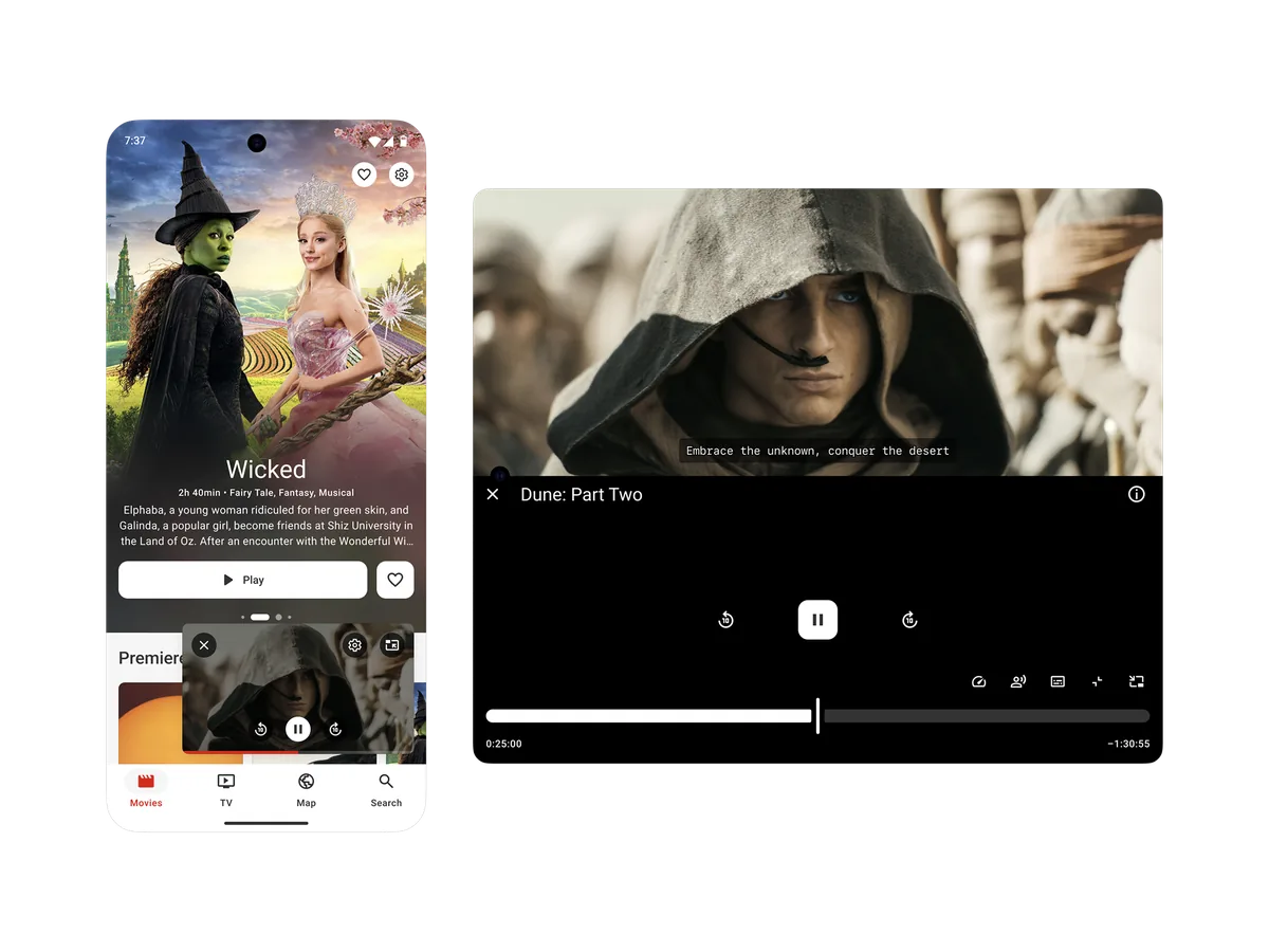 Qantas Entertainment Picture-in-Picture and foldable player