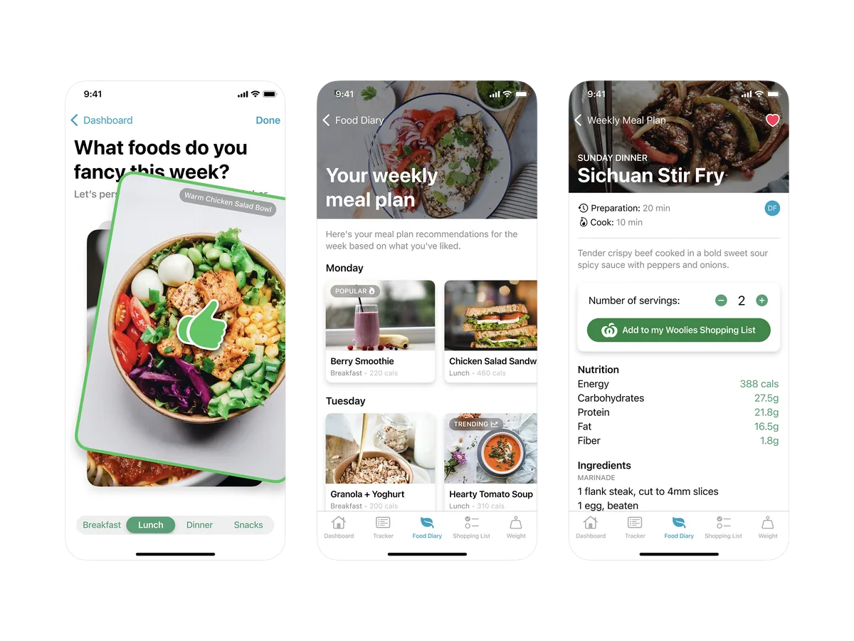 Total Wellbeing Diet app meal plan concept